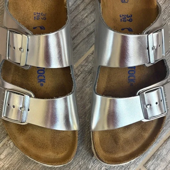 Birkenstock Arizona Soft Footbed, Silver, EU 39/US 8 normcore minimalist boho - Picture 15 of 16